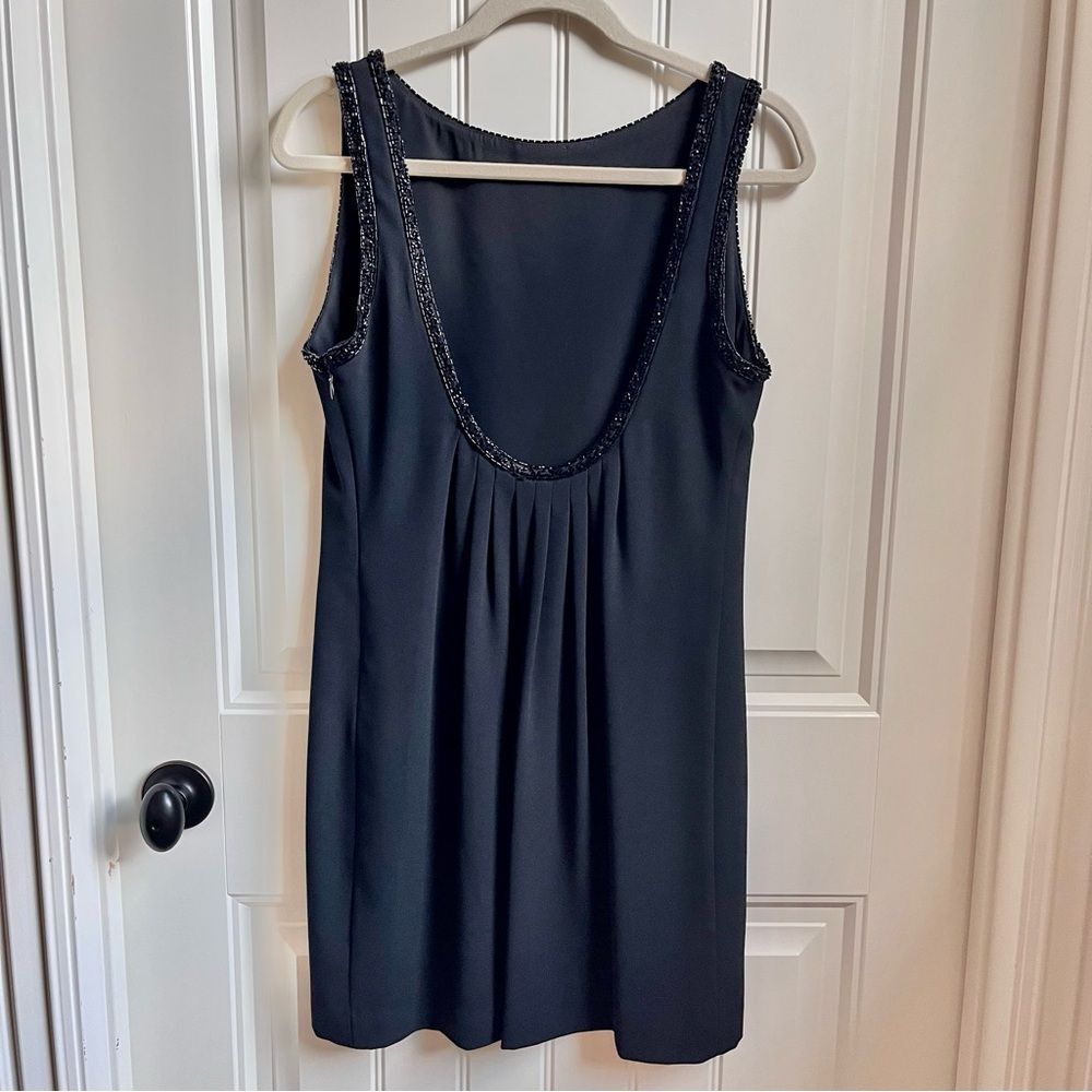 Laundry By Shelli Segal Black Sleeveless Mini Dress Low Back Beaded Sz. 12